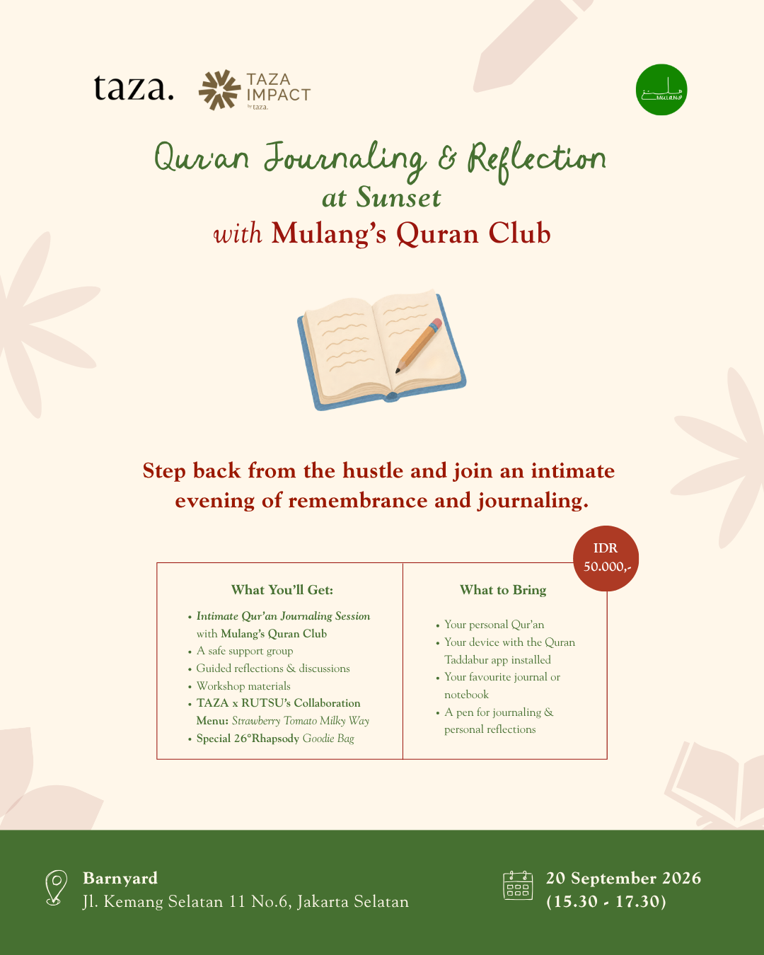 Qur’an Journaling & Reflection at Sunset with Mulang’s Quran Club